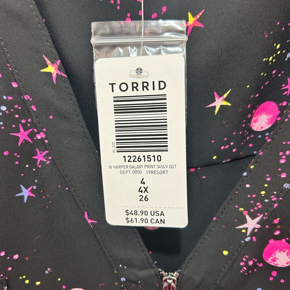 Black Starry Night Women's Top by Torrid - Picture 2 of 2